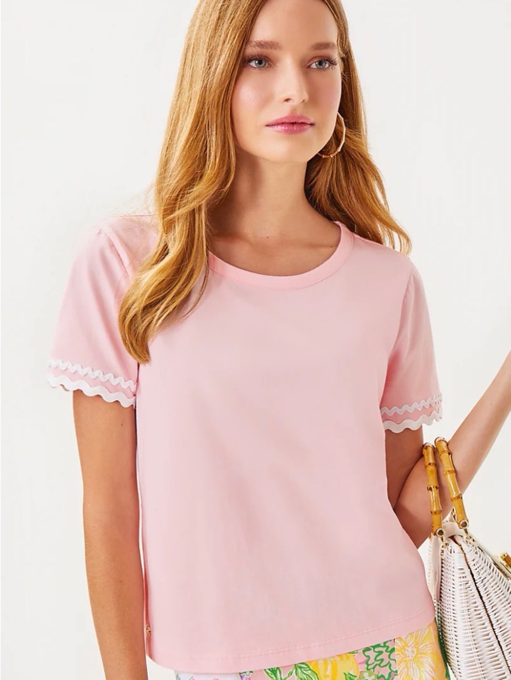 Lilly Pulitzer size small Pink Short-Sleeve Tee with Scallop Trim